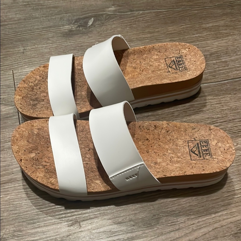 Reef Women's White Cork cushion vista Slide Sandals